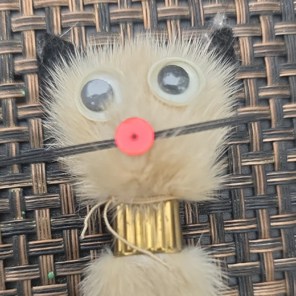 Furry Cat Toy with Black and Cream Accents